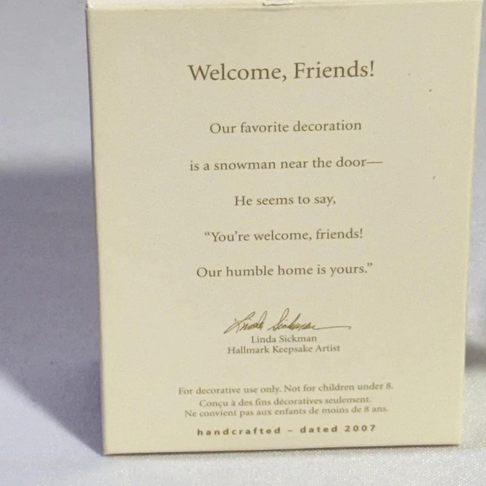 New Welcome Friends 2007‎ Snowman Hallmark Christmas Ornament in box Redbird